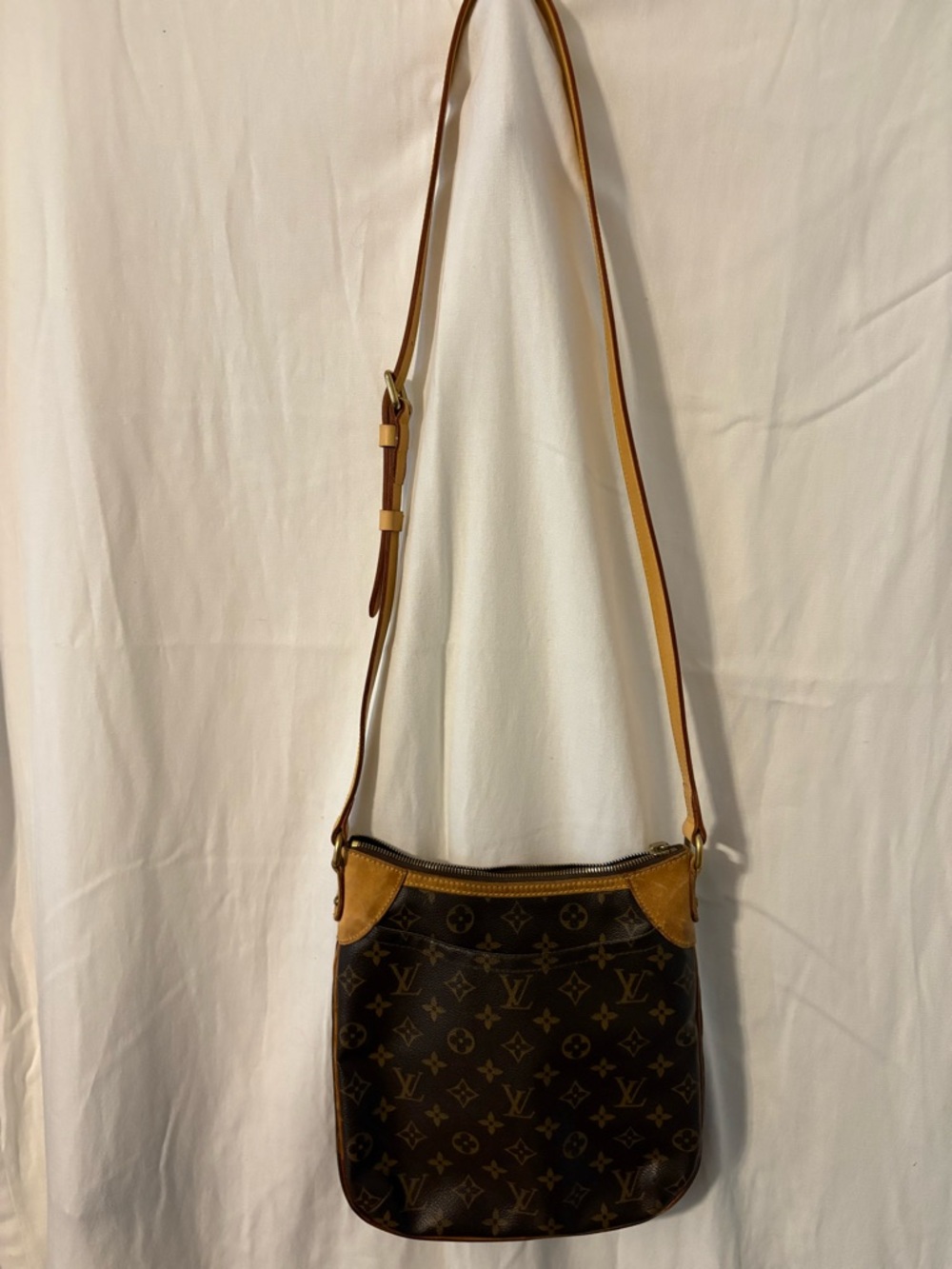 Louis Vuitton Monogram Odeon PM Crossbody Bag with Tan Trim